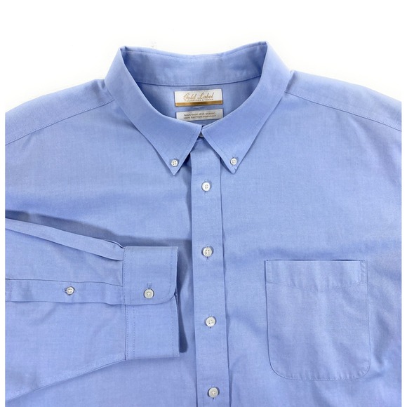 Roundtree & Yorke Gold Label Men's Non-Iron EZ Wash Blue Dress Shirt 20/37 Tall - Picture 1 of 8